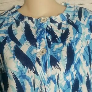 ONQUE CASUAL  Blue & White Graphic Top Women's PXL